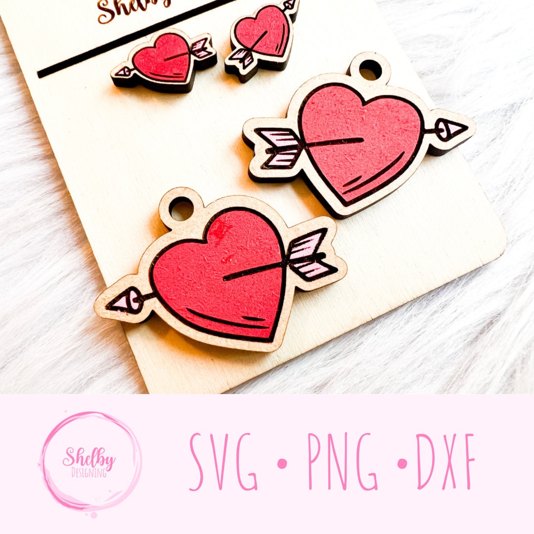 Heart With Arrow Stud/Dangle Earrings SVG
