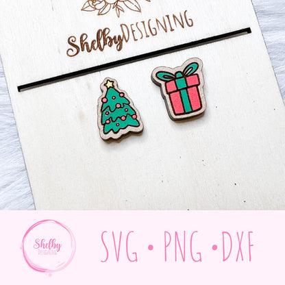 Christmas Tree & Present Stud Earrings SVG