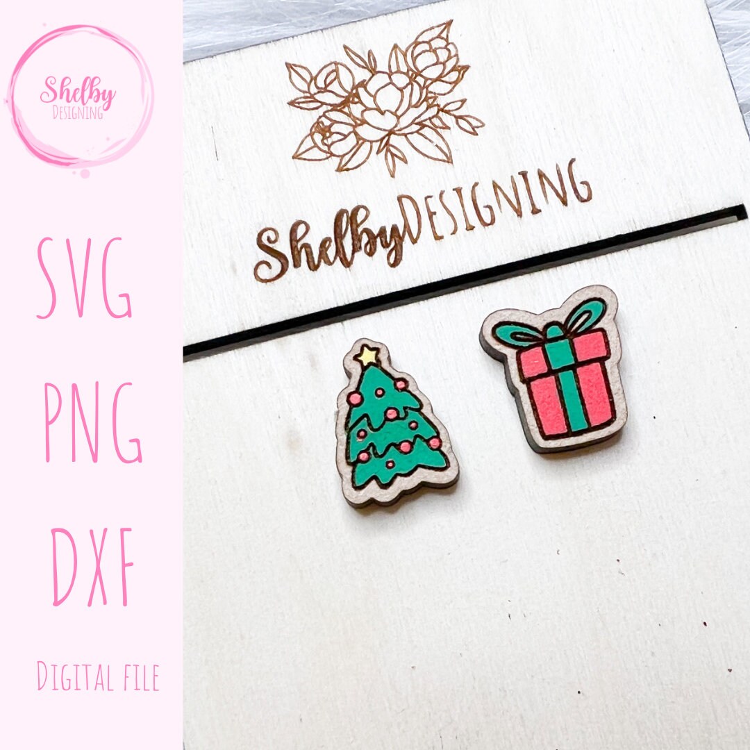 Christmas Tree & Present Stud Earrings SVG