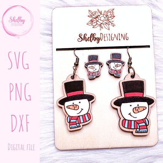 Snowman Stud/Dangle Earrings SVG