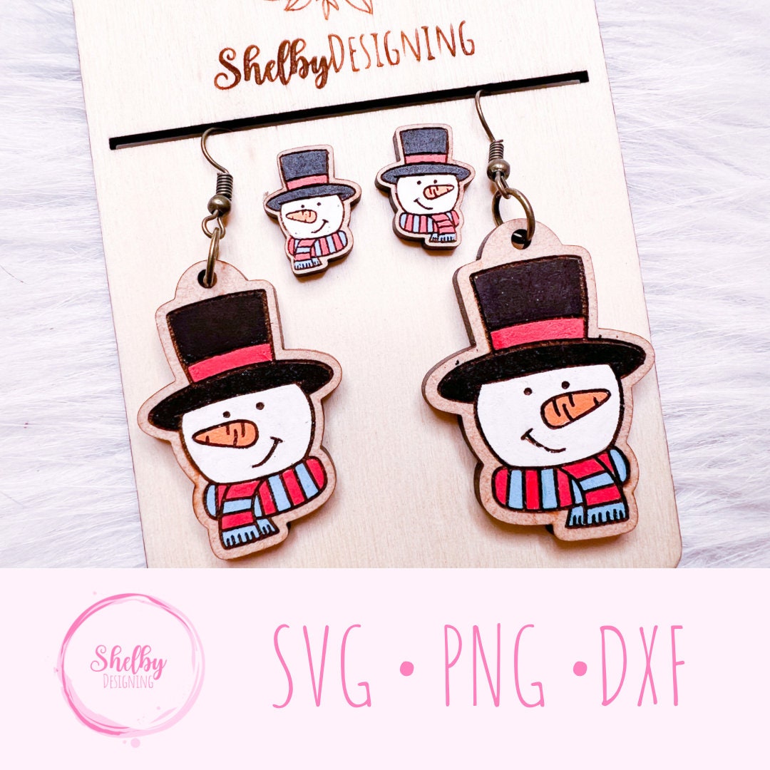 Snowman Stud/Dangle Earrings SVG