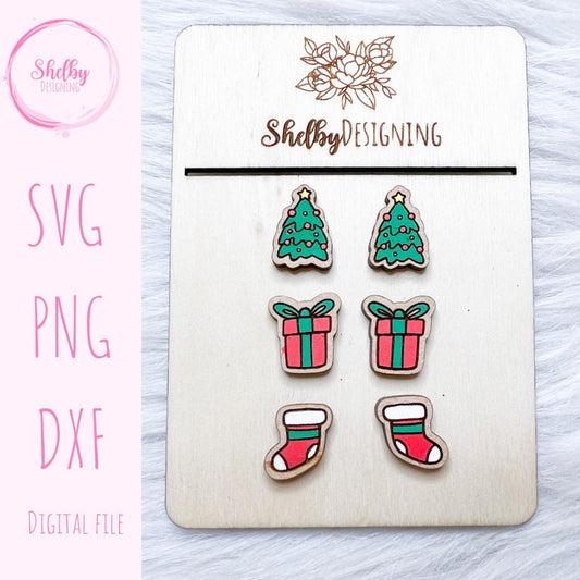 Christmas Items Stud Earrings SVG