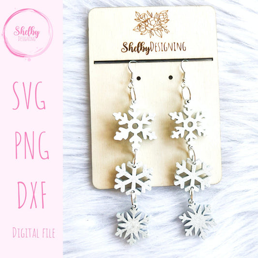 Snowflake 3 Piece Dangle Earrings SVG