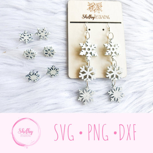 Winter Snowflake Stud/Dangle Earrings Bundle SVG