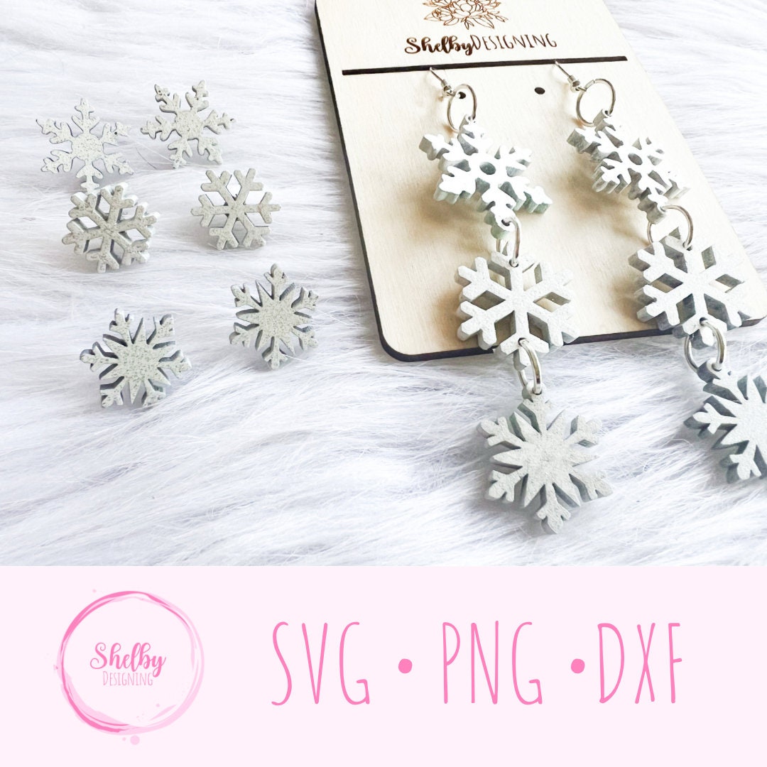 Winter Snowflake Stud/Dangle Earrings Bundle SVG