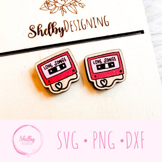 Love Song Cassette Stud Earrings SVG