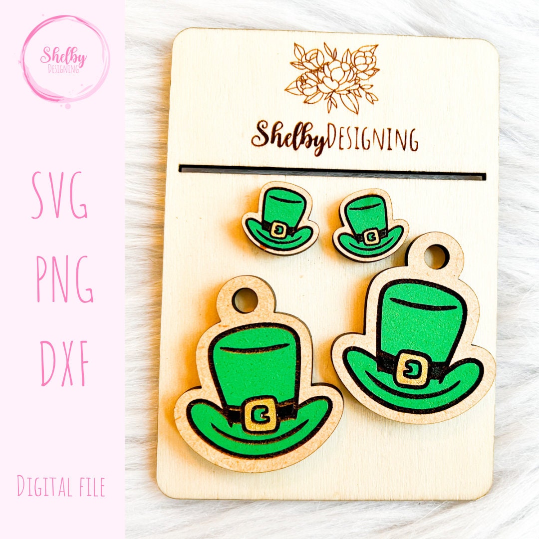 St Patricks Day Hat Stud/Dangle Earrings SVG