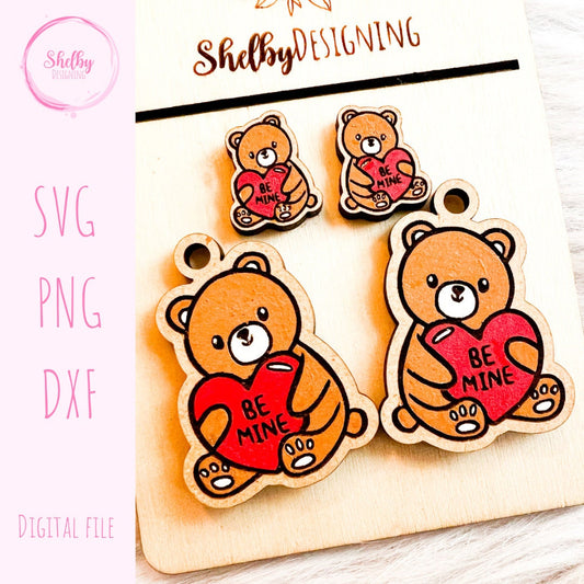Be Mine Teddy Bear Stud/Dangle Earrings SVG