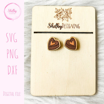 Chocolate Heart Stud Earrings SVG