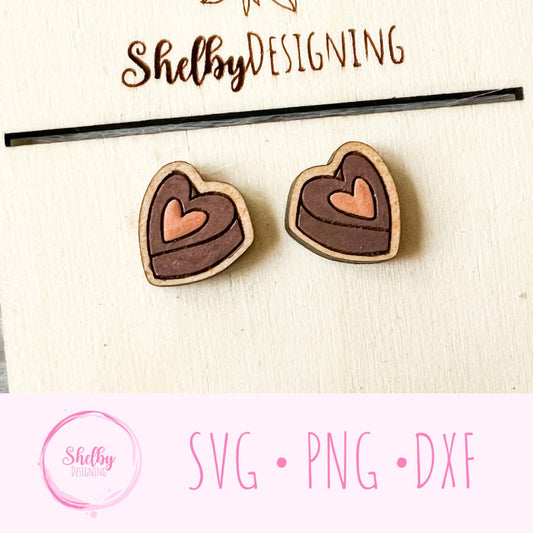 Chocolate Heart Stud Earrings SVG