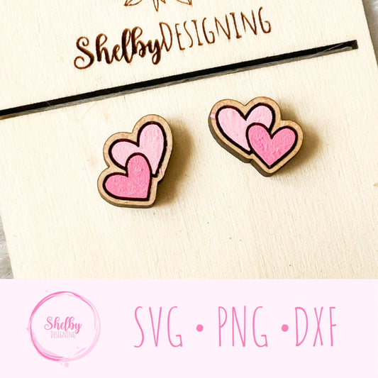 Double Heart Emoji Earring Stud SVG