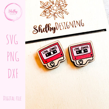 Love Song Cassette Stud Earrings SVG