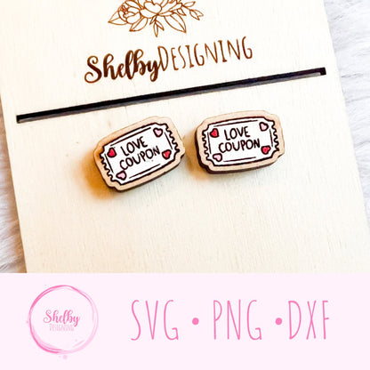 Love Coupon Stud Earrings SVG