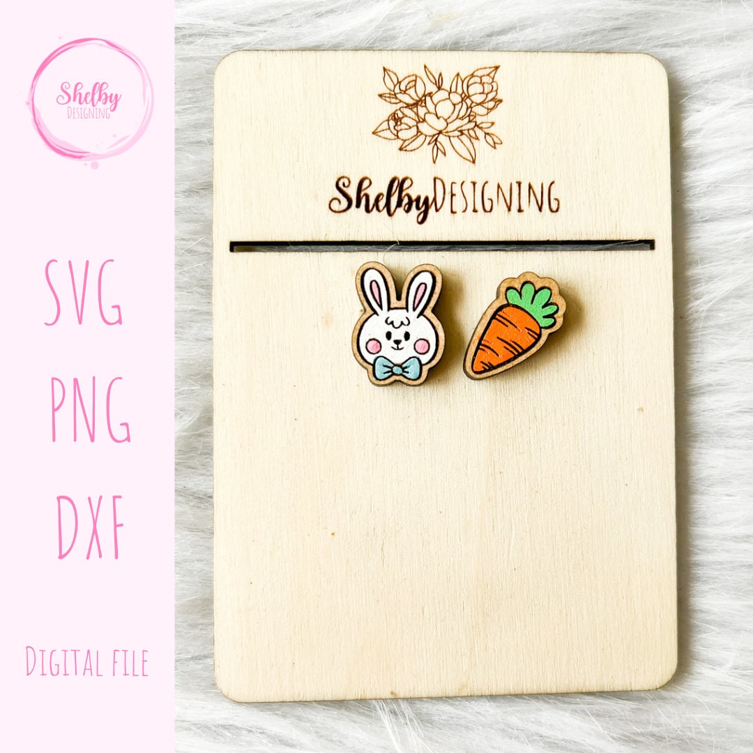 Easter Bunny & Carrot Mix N Match Stud Earrings SVG