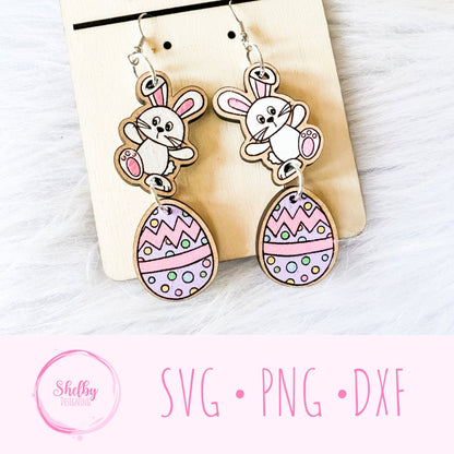 Easter Bunny & Egg Dangle Earrings SVG