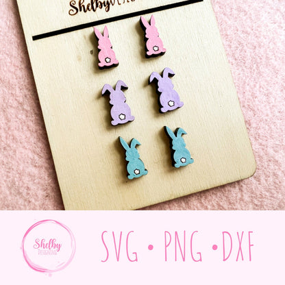 Easter Bunny Silhouette Stud Earring Set SVG