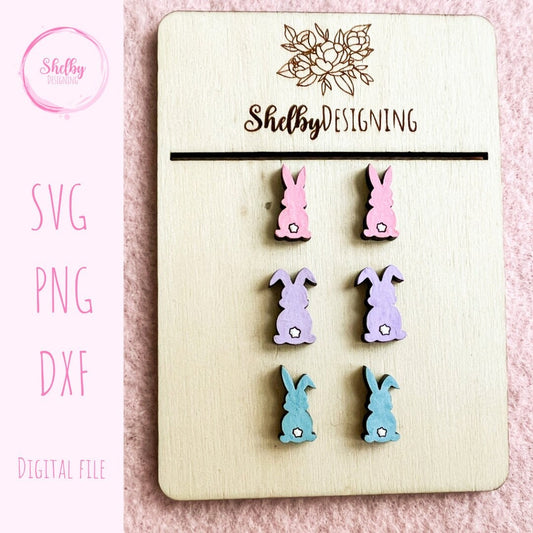 Easter Bunny Silhouette Stud Earring Set SVG