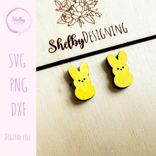 Cute Easter Bunny Peep Stud Earrings SVG
