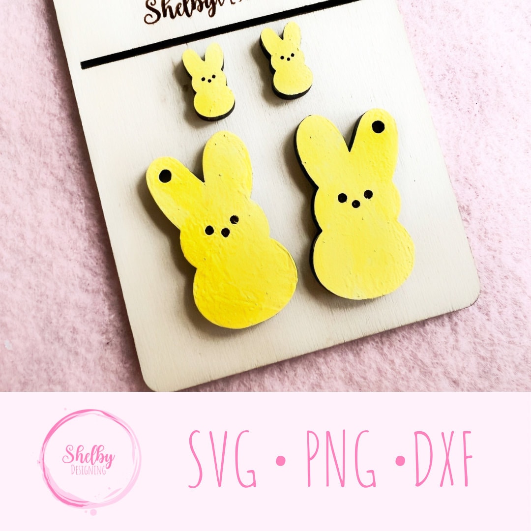 Easter Bunny Peep Dangle/Stud Combo Earrings SVG