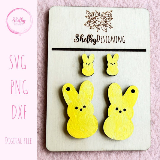 Easter Bunny Peep Dangle/Stud Combo Earrings SVG