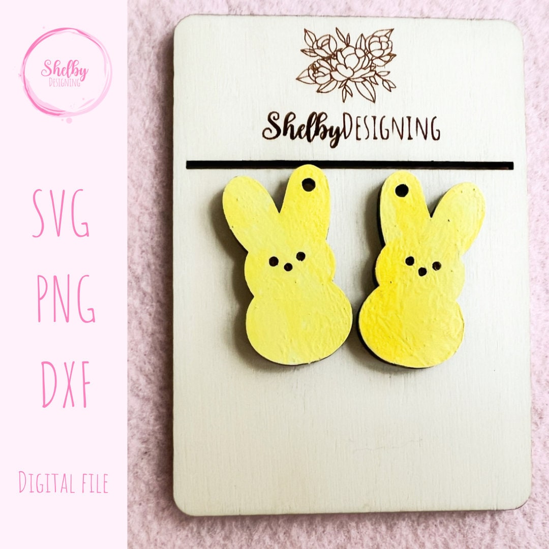 Cute Easter Bunny Peep Dangle Earrings SVG