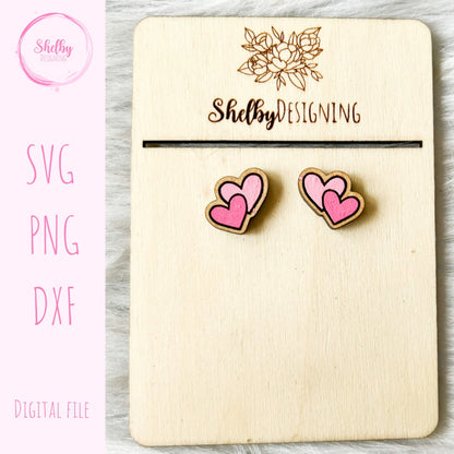 Double Heart Emoji Earring Stud SVG
