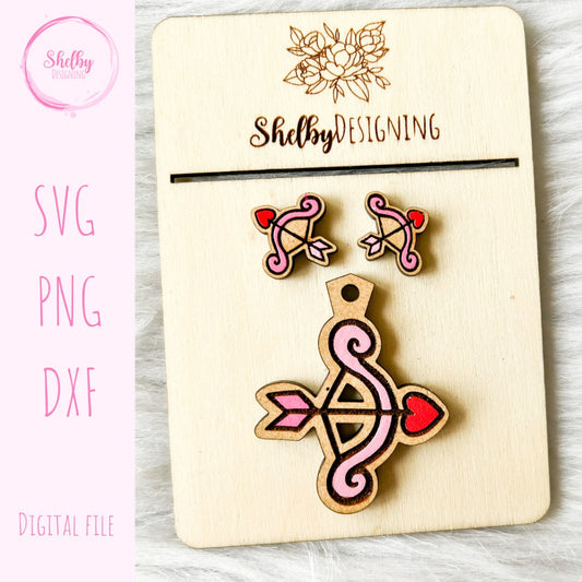 Bow & Arrow Valentines Day Stud/Dangle Earrings SVG