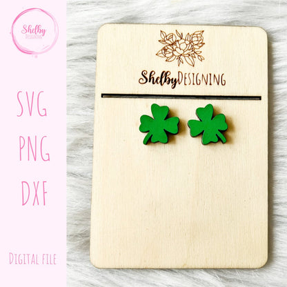 Lucky 4 Leaf Clover Stud Earrings SVG