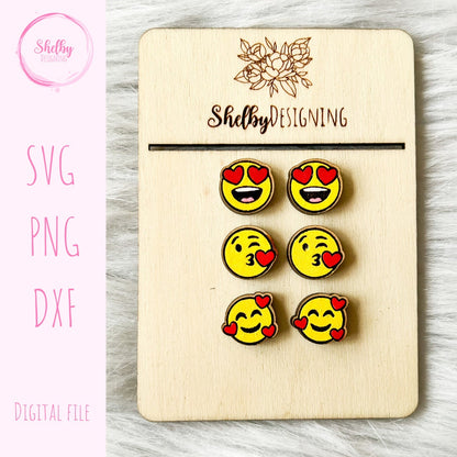 Heart Emoji Stud Earring Set SVG