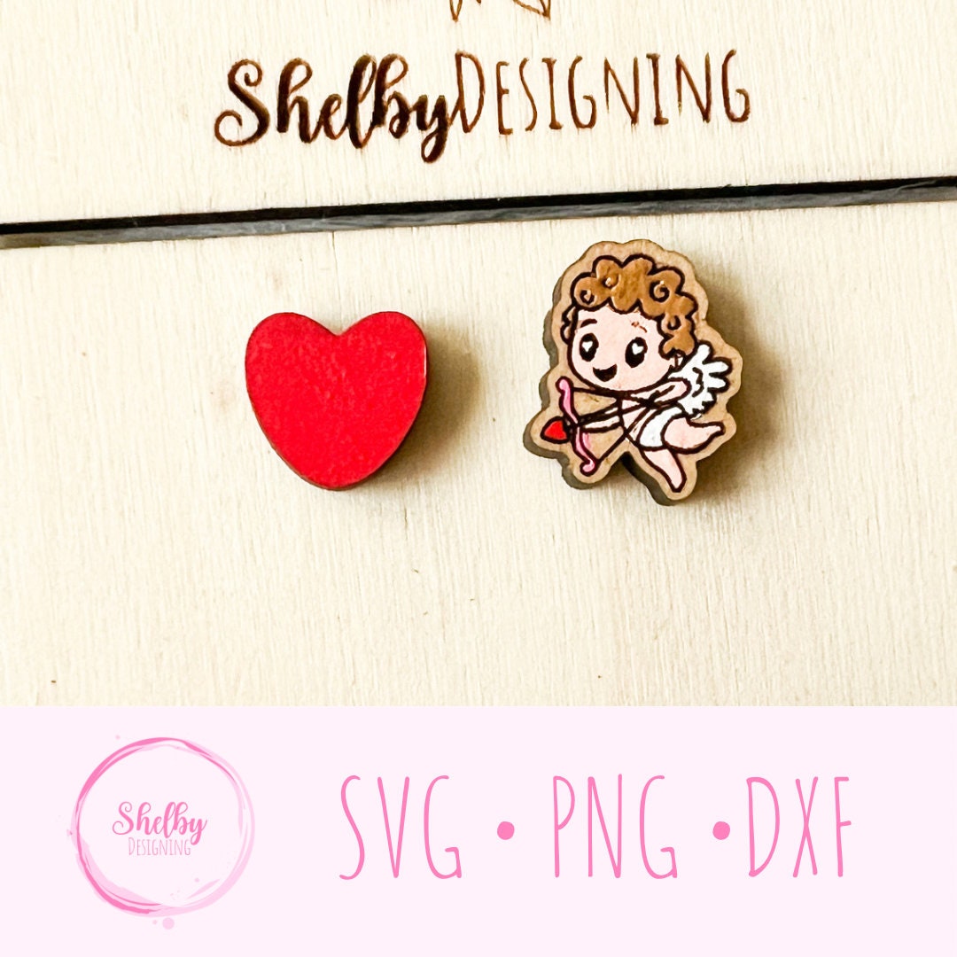 Cupid & Heart Stud Earrings SVG