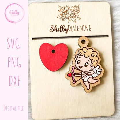 Cupid & Heart Valentines Day Earrings SVG