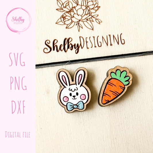 Easter Bunny & Carrot Mix N Match Stud Earrings SVG