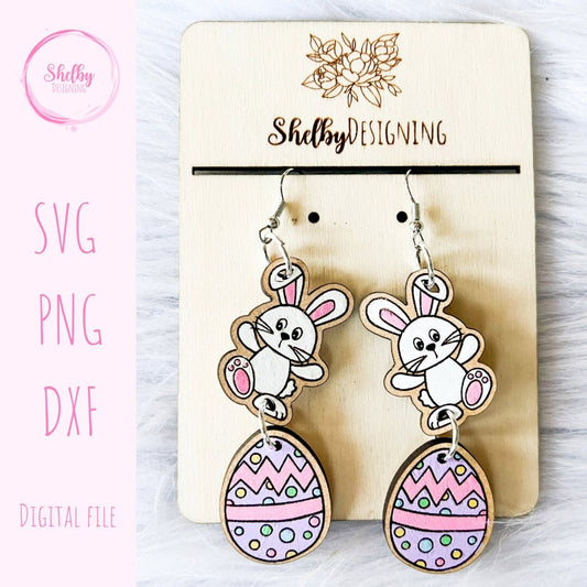 Easter Bunny & Egg Dangle Earrings SVG