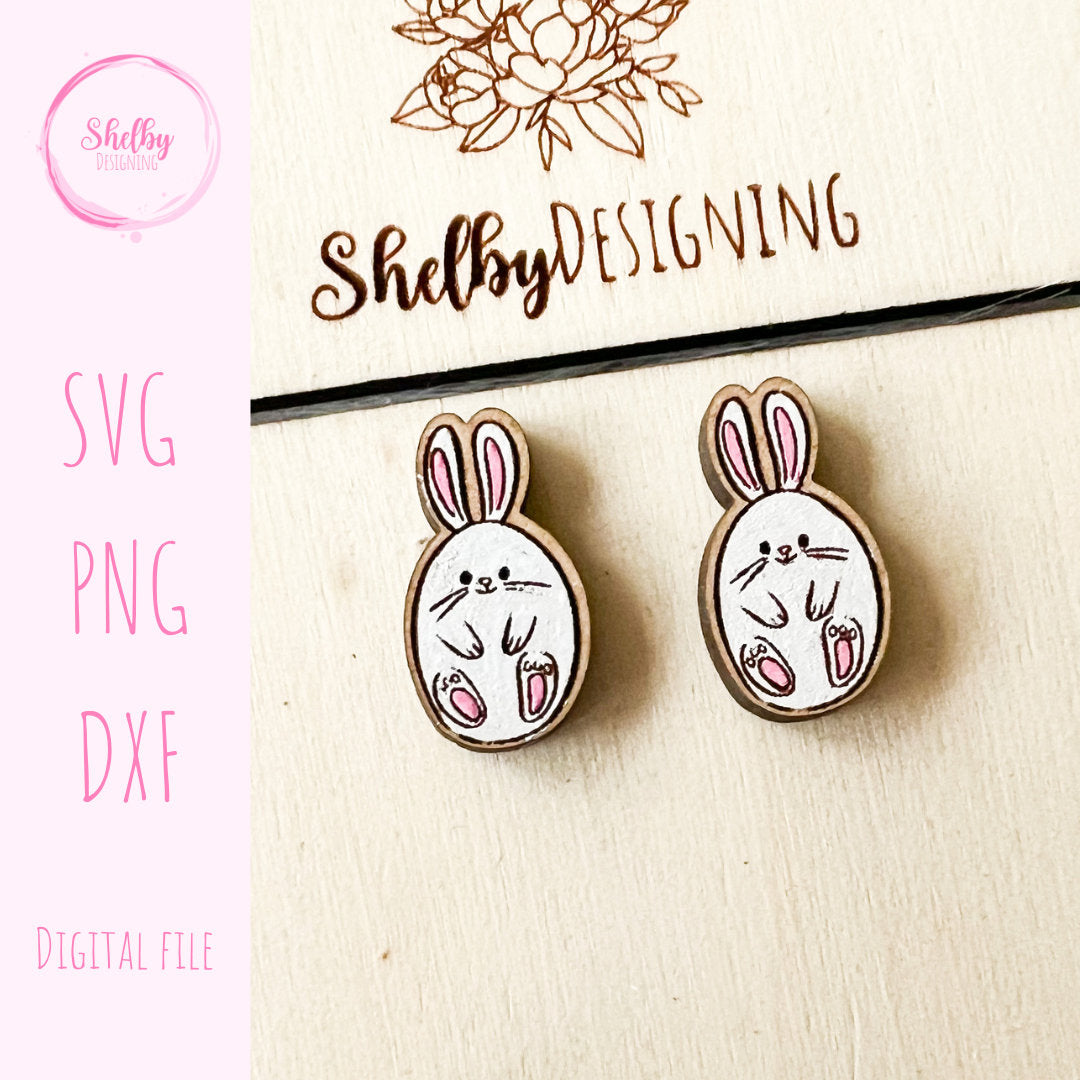 Bunny Easter Egg Stud Earrings SVG