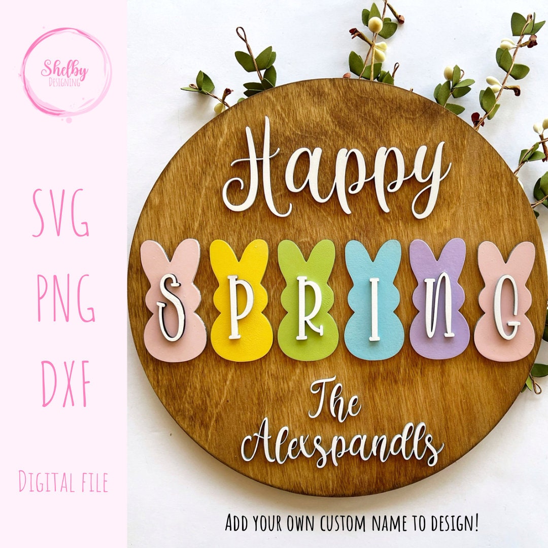 Happy Spring Bunny Sign SVG
