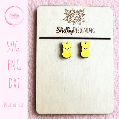 Cute Easter Bunny Peep Stud Earrings SVG