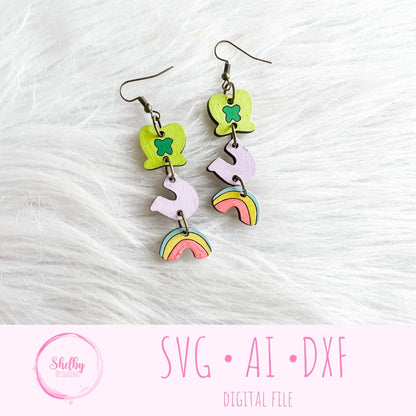 St Patricks Day Lucky Charm Dangle Earrings SVG