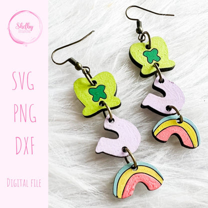 St Patricks Day Lucky Charm Dangle Earrings SVG