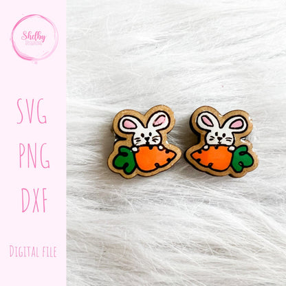 Easter Bunny Carrot Stud Earrings SVG