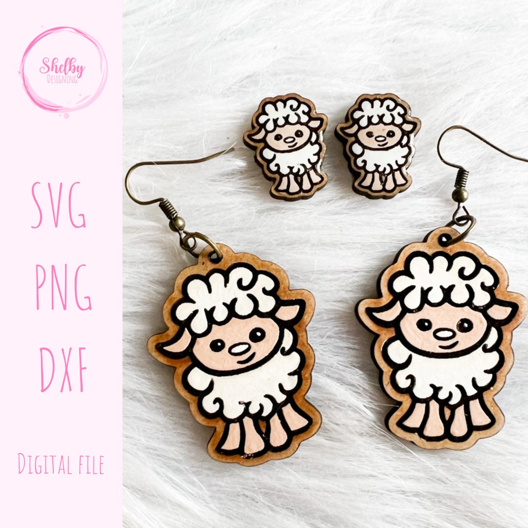 Cute Sheep Stud/Dangle Earrings SVG
