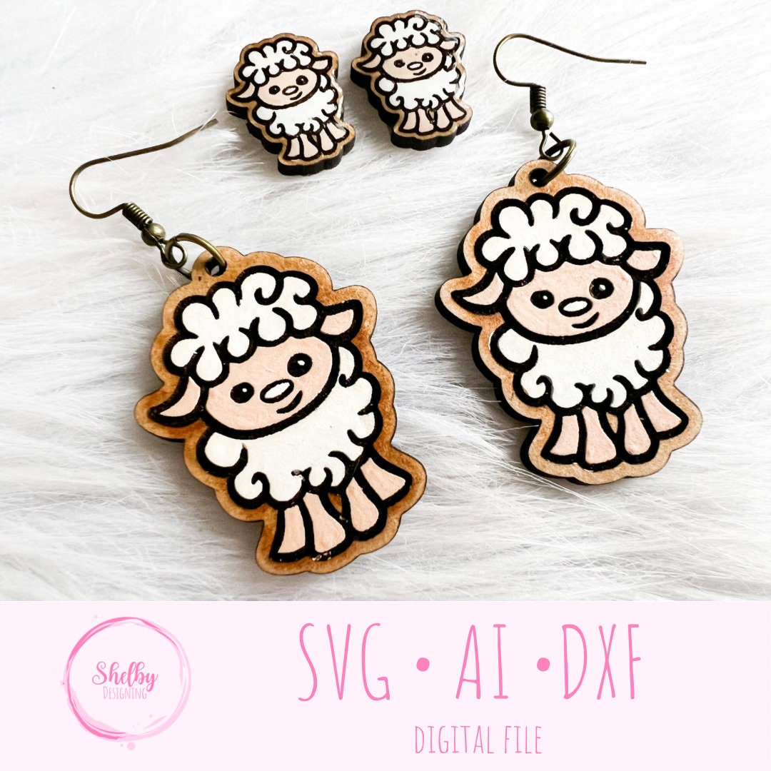Cute Sheep Stud/Dangle Earrings SVG