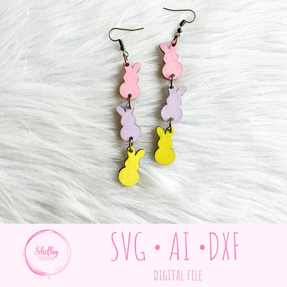 Cute Easter Bunny Dangle Earrings SVG