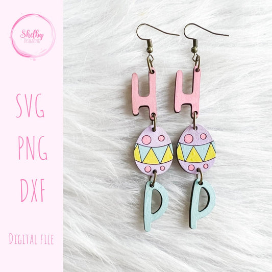 Cute Easter Egg Hop Dangle Earrings SVG