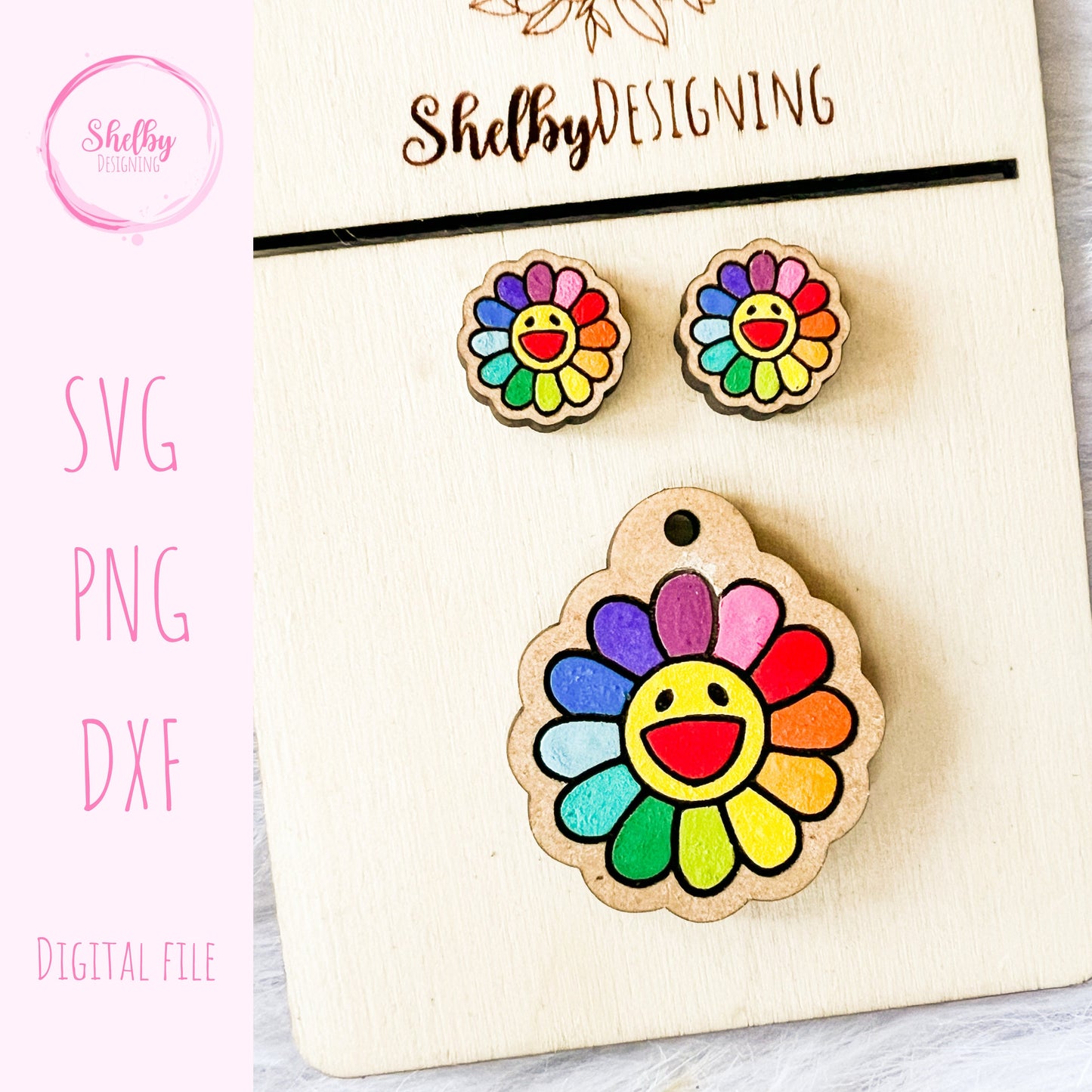 Cute Rainbow Smiley Stud/Dangle Earrings Combo SVG