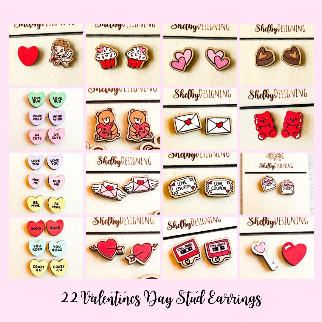 Valentines Day Stud Earrings Mega Bundle SVG