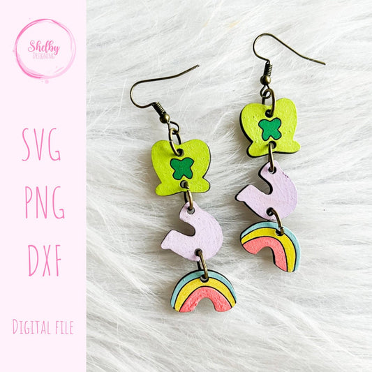 St Patricks Day Lucky Charm Dangle Earrings SVG