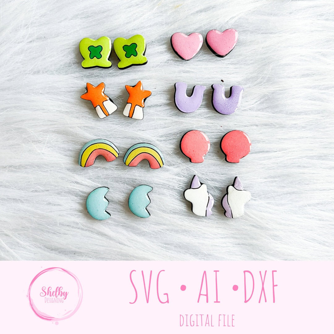 St Patricks Day Lucky Charm Marshmallows Stud Earrings Bundle SVG