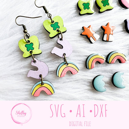 St Patricks Day Lucky Charm Marshmallow Stud n Dangles SVG