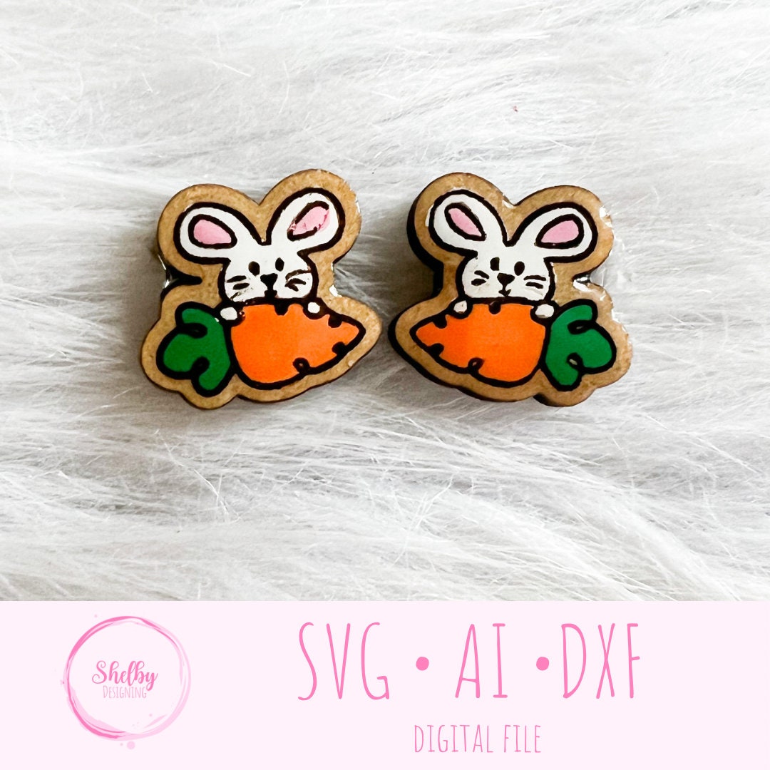 Easter Bunny Carrot Stud Earrings SVG