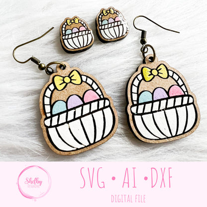 Easter Basket Stud/Dangle Earrings SVG